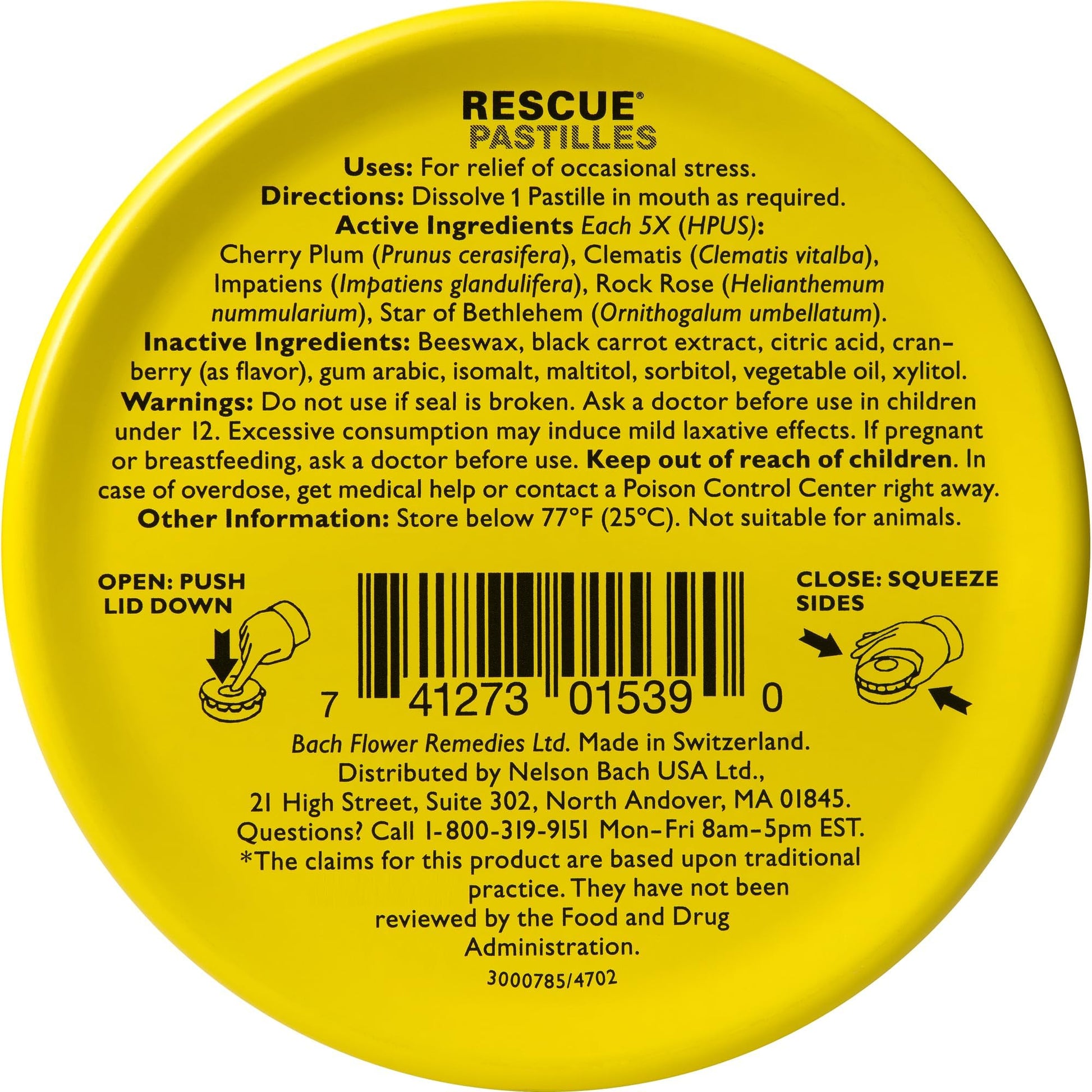 Rescue Bach PASTILLES, Cranberry Flavor, Stress Relief Lozenges, Homeopathic, Flower Eessences, 35 Count RESCUE buy supplements Au