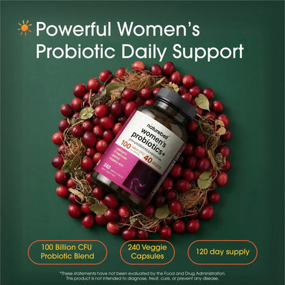 NatureBell Women's Probiotics+ - 240 Vegetarian Capsules - Prebiotic, Probiotic, Postbiotic & Digestive Enzymes - Made with Cranberry, D-Mannose, Inositol & More NatureBellBuy Supplements Australia