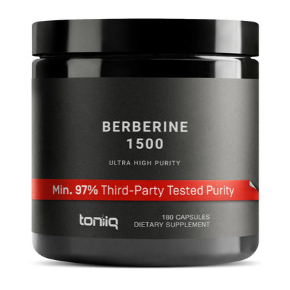 Toniiq Ultra High Strength Berberine HCl from The Himalayas - 100:1 Concentrated Extract - Lab-Tested 97% Berberine HCl - 180 Vegetarian Capsules, 1500 mg per Serving Toniiq buy supplements Au