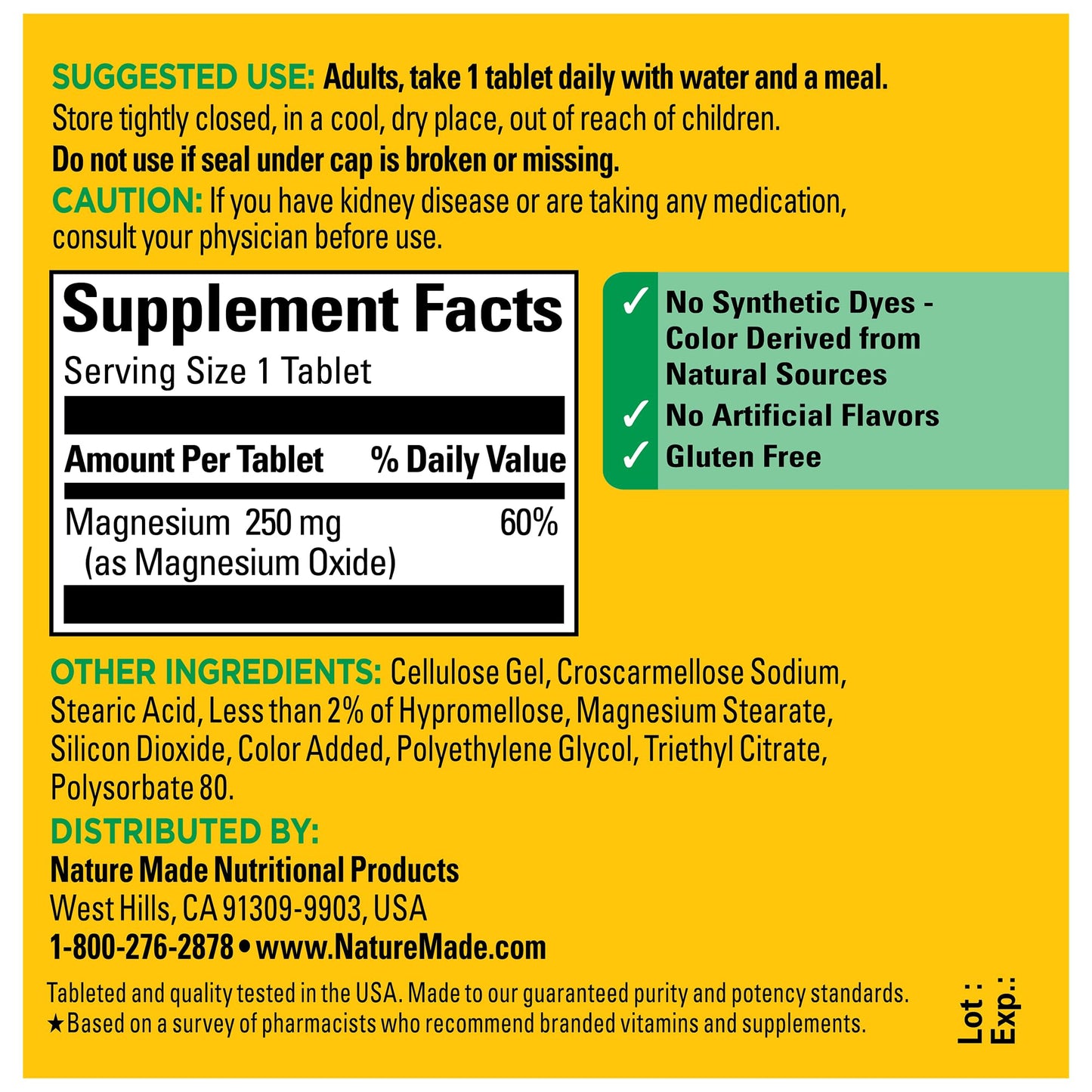 Nature Made Magnesium Oxide 250 mg, Magnesium Supplements for Men and Women, Support for Muscle, Heart, Bone and Nerve Health, 100 Tablets, 100 Day Supply Nature MadeBuy Supplements Australia