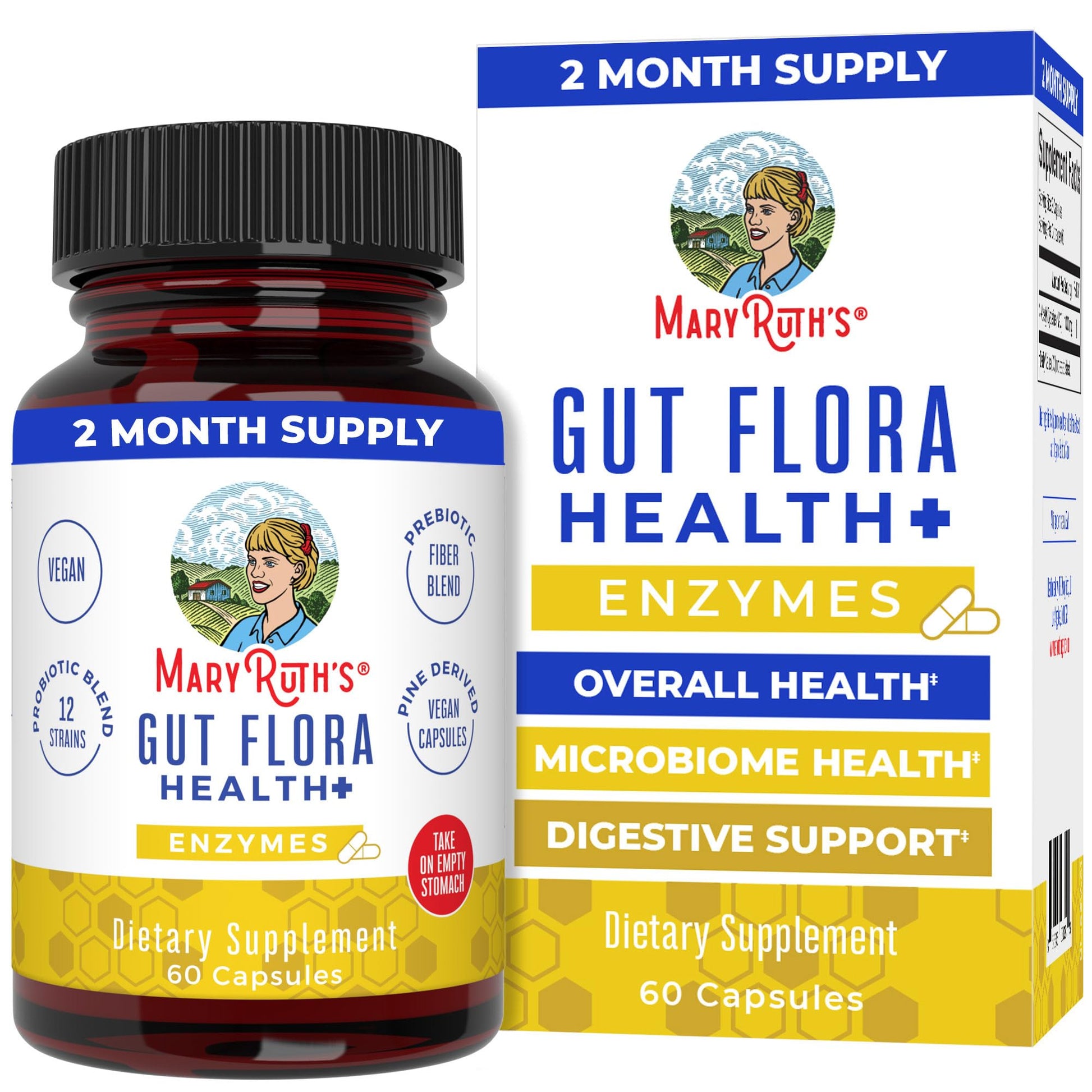 MaryRuth Organics Gut Flora Health+ Enzymes | Up to 2 Month Supply | Prebiotic Probiotic Digestive Enzymes Blend for Healthy Gut Biome & Digestive Support | Gastrointestinal Health | 60 Capsules MARYRUTH'SBuy Supplements Australia