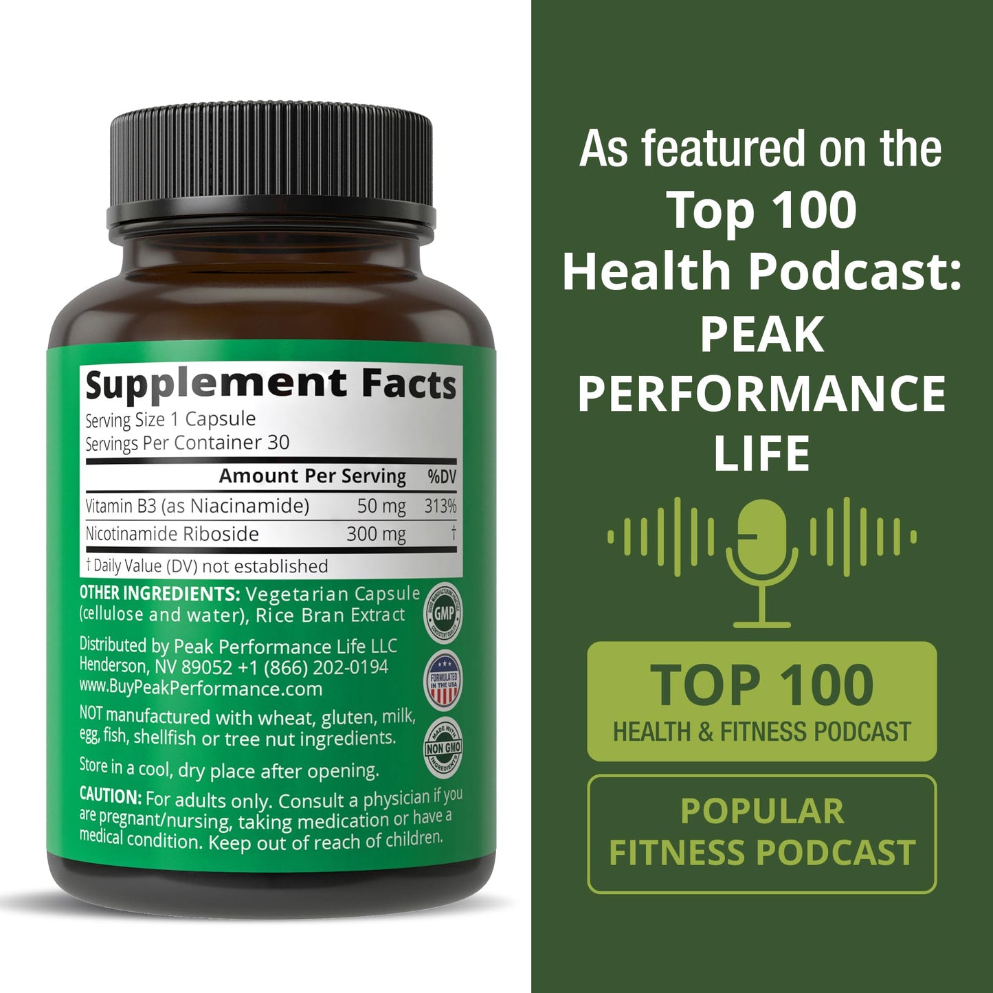 Peak Performance Nicotinamide Riboside NR Supplement Capsule. NMN Alternative NAD Supplement + Niacinamide for NAD+ Levels As We Age. 3rd Party Tested, Non-GMO, Vegan NR Vitamin for Women and Men Peak PerformanceBuy Supplements Australia
