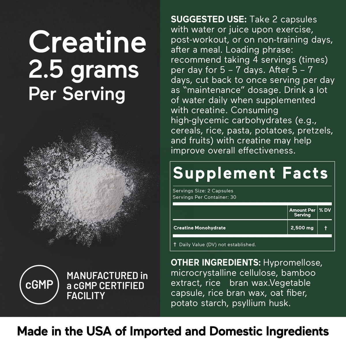 SMARTERNUTRITION Creatine Monohydrate Pills with 2500mg (2.5g) Per Serving, Vegan Capsules - Pre & Post Workout Recovery Support, Promotes Muscle Mass &. Endurance - 60 Count[30-Day Supply] SMARTERNUTRITIONBuy Supplements Australia