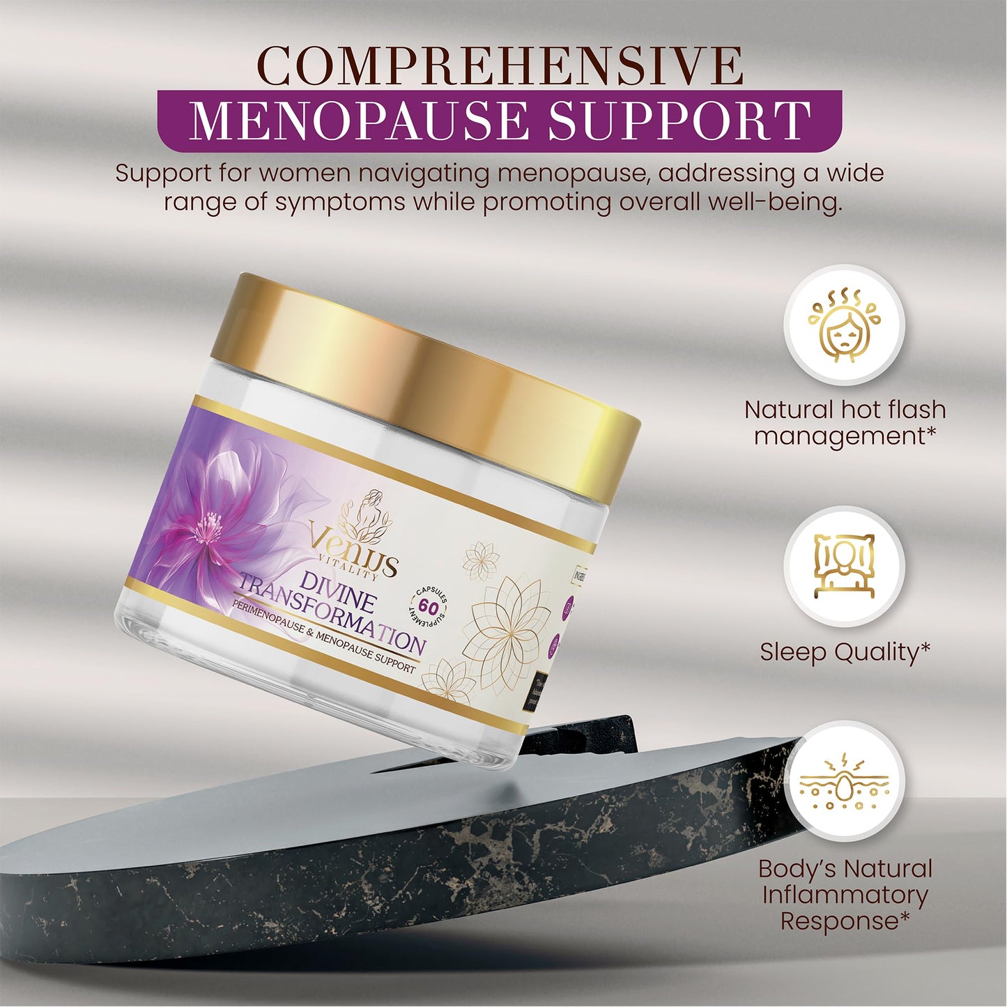 Menopause Supplements for Women - Female Hormone Balance & Immune Support - Mood Swings & Restful Sleep - Valerian Root & Saw Palmetto - Black Cohosh for Menopause Hot Flashes Relief - 60 Capsules Venus VitalityBuy Supplements Australia