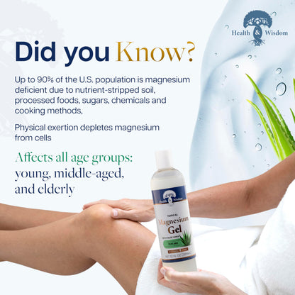 Health and Wisdom Pure Magnesium Gel with Seaweed Extract and Aloe Vera - Topical Muscle & Joint Relief- Natural and Pure Skin & Scalp Moisturizing - Enhanced Absorption - 12 Fl oz Health and WisdomBuy Supplements Australia