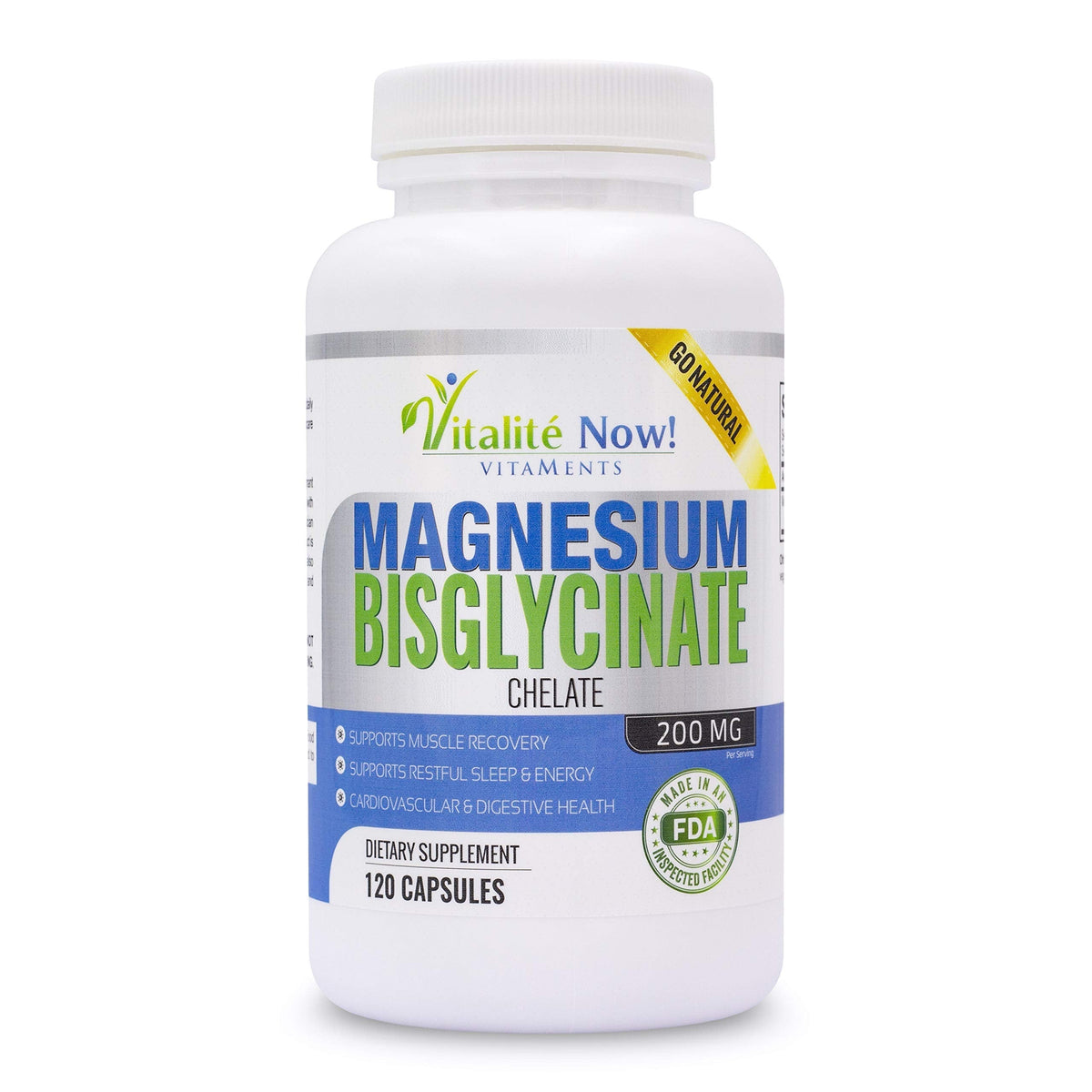 Vitalité Now! Magnesium Bisglycinate 200mg - 100% Chelated Capsules for Superior Absorption - Gentle Formula, No Laxative Effect - Sleep Energy Cramps Muscle Support - Fully Reacted & Buffered Vitalité Now!Buy Supplements Australia