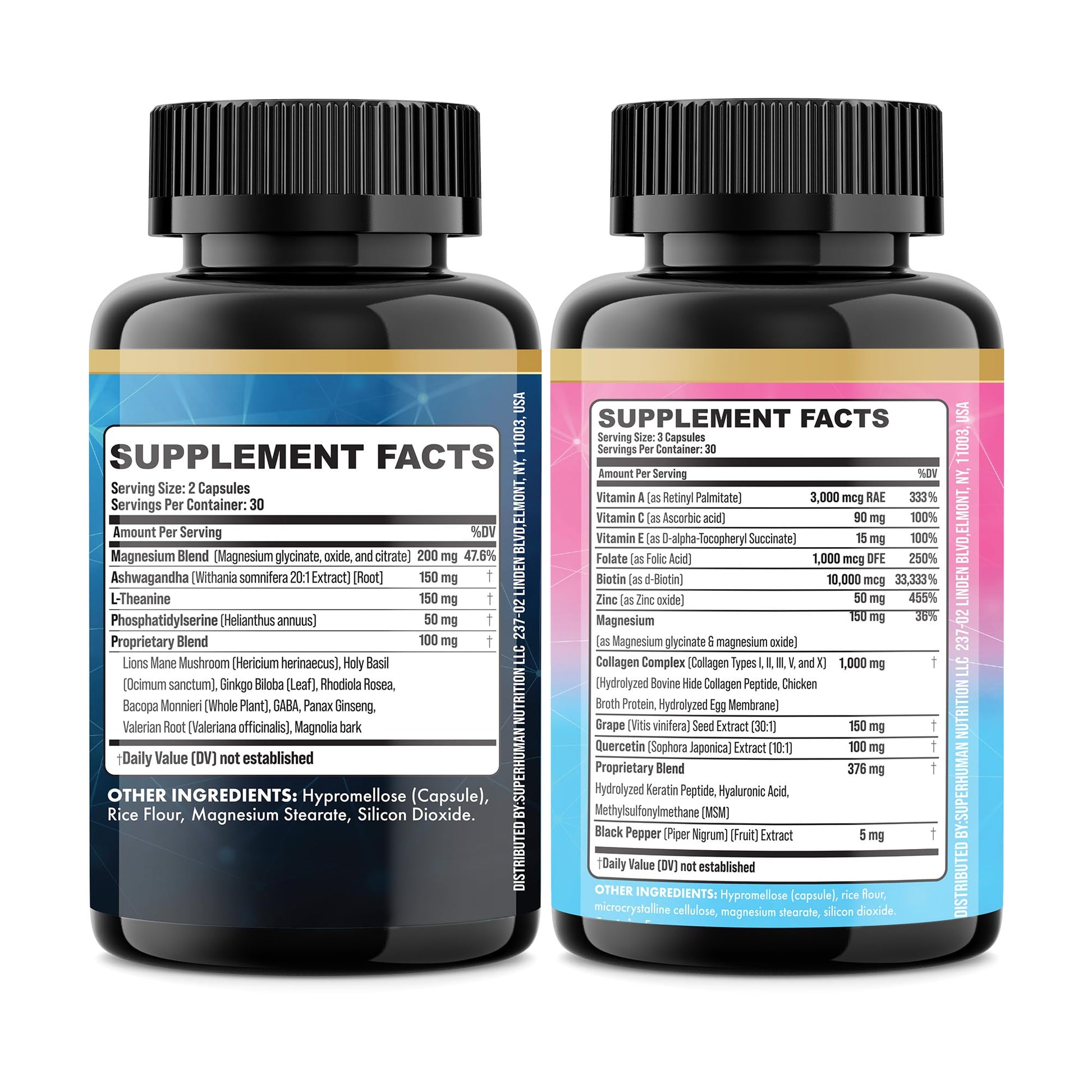 Parrox Shining Serenity Set, Cortisol Support with Ashwagandha, L-Theanine, Magnesium, Lions Mane, GABA, Bacopa Monnieri, Collagen I, II, III, V, X, Folate, Biotin, Keratin, Hyaluronic Acid, Quercetin ParroxBuy Supplements Australia
