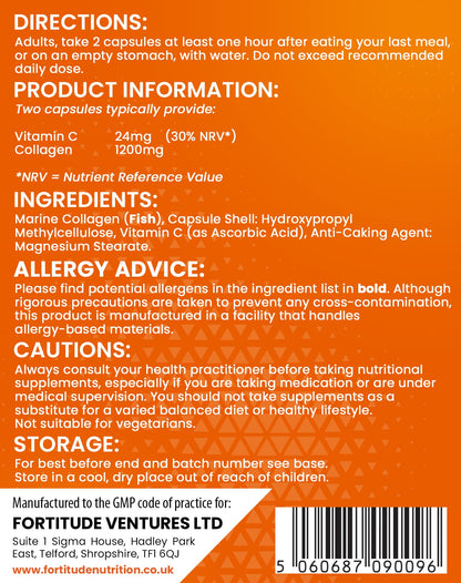 Marine Collagen Capsules | Hydrolyzed Marine Collagen with Vitamin C | High Strength Collagen Fortitude NutritionBuy Supplements Australia