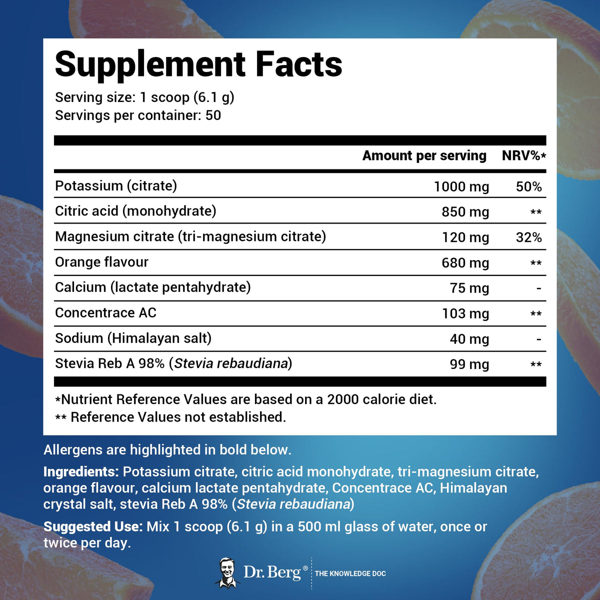Dr. Berg Electrolyte Powder - Electrolyte Drink Supplements with 1000mg Potassium Dr. Berg NutritionalsBuy Supplements Australia
