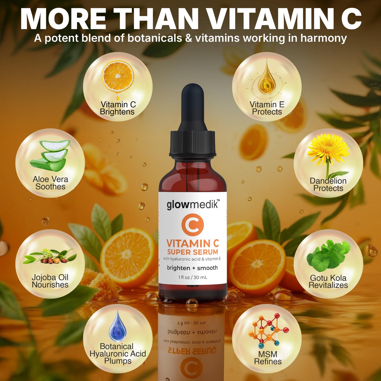 GlowMedik Vitamin C Serum for Face - Illuminating Brightening Serum for Dark Spots - Dark Spot Corrector with Hyaluronic Acid & Vitamin E - Fine Lines & Wrinkles, Sensitive Skin, Made in USA 1 fl oz Glowmedik buy supplements Au