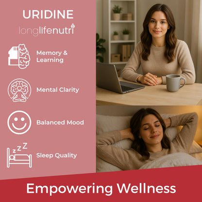 LongLifeNutri Uridine Monophosphate 300mg – Choline Precursor & Synaptic Function, Nootropic for Focus & Mental Performance, 120 Vegetarian Capsules, 4-Month Supply, GMP Certified, Made in USA LongLifeNutriBuy Supplements Australia