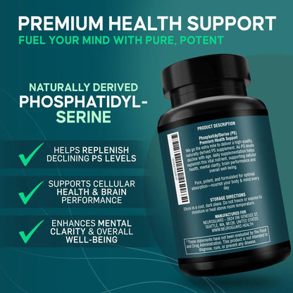 Phosphatidylserine Supplement – Premium Nootropic for Brain Health, Memory, Focus & Stress Support – 300mg Sunflower Lecithin NeuroGuardBuy Supplements Australia