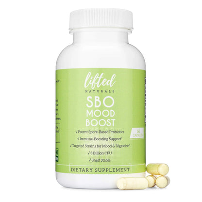Lifted Naturals Spore Based Probiotic Probiotics - SBO Mood Boost - Spore/Soil-Based - Digestion & Natural Mood Support - Histamine-Free - 60 Day Supply, Non-GMO, Dairy-Free, Gluten-Free, Vegan Lifted Naturals buy supplements Au