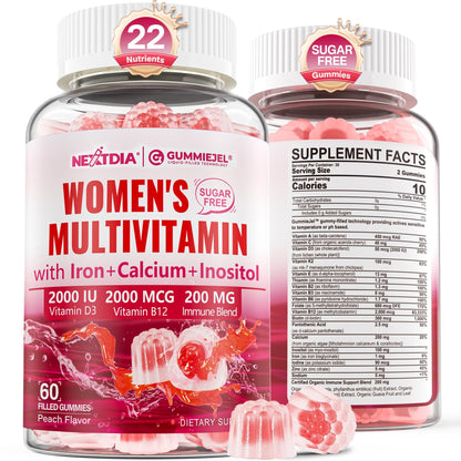 Methylated Multivitamin for Women Gummies, Calcium, D3 K2, Methylfolate & B12, Inositol, Daily Vitamin A C E, B Complex, Biotin, Zinc NextdiaBuy Supplements Australia