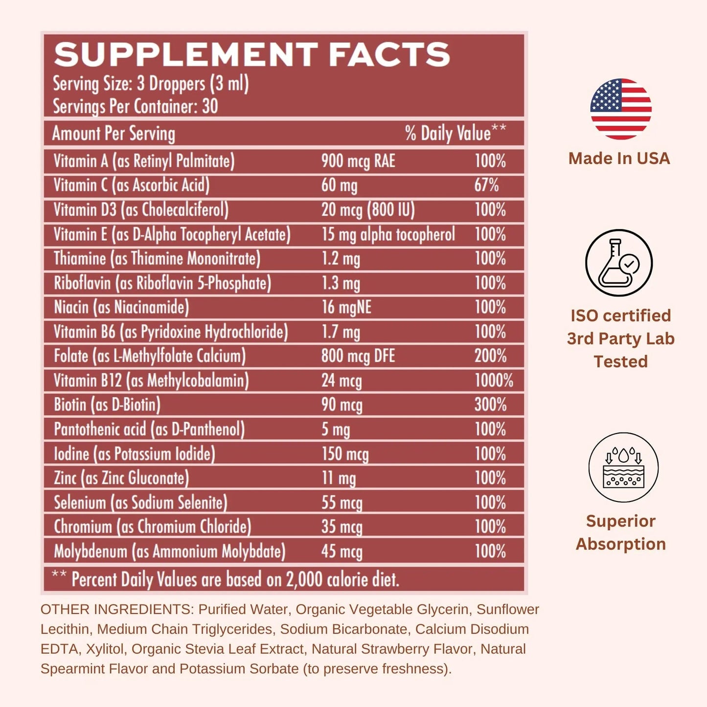 Vitaminally Liposomal Men's 50+ Liquid Multivitamin Drops | Non-GMO | Sugar Free | Gluten Free | 30 Day Supply | 3 FL Oz | Vitaminally