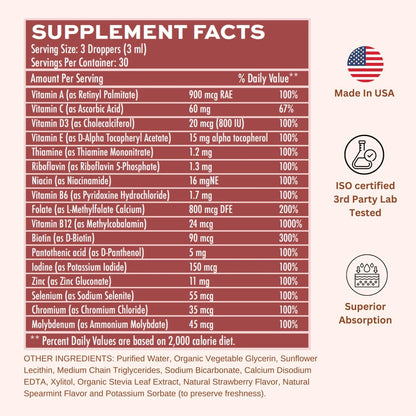 Vitaminally Liposomal Men's 50+ Liquid Multivitamin Drops | Non-GMO | Sugar Free | Gluten Free | 30 Day Supply | 3 FL Oz | Vitaminally