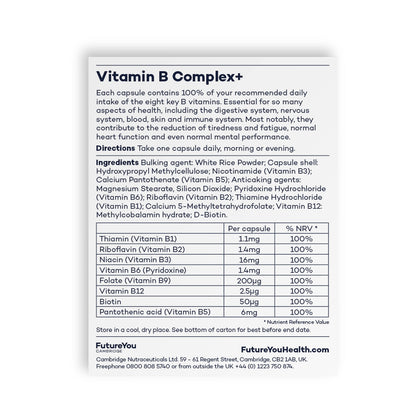 Vitamin B Complex+ Supplements – 8 Key B Vitamins for Optimal Cell Health – Energy Capsules FutureYou CambridgeBuy Supplements Australia