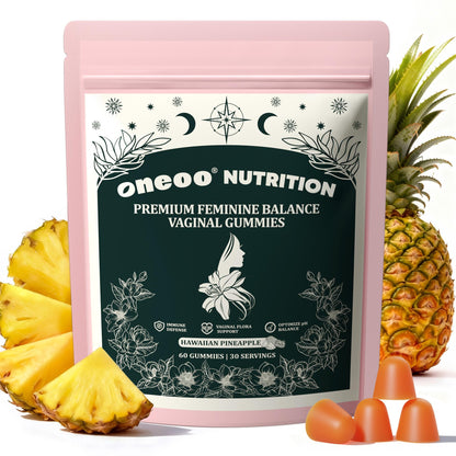 Oneoo Feminine Balance Gummies - Premium Balance Gummies for Women's pH Health, Feminine Gummy for Immune & Energy Support, Vegan, Gluten-Free, Hawaiian Pineapple, 60 Count OneooBuy Supplements Australia