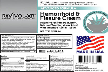 REVIVOL-XR Advanced Hemorrhoid Treatment. 5% Lidocaine + Shrinks + Protects Skin + Aloe + Witch Hazel + Botanicals, External & Internal Use. Most Complete OTC Ointment + Fissure Cream. Made in USA. REVIVOL-XRBuy Supplements Australia