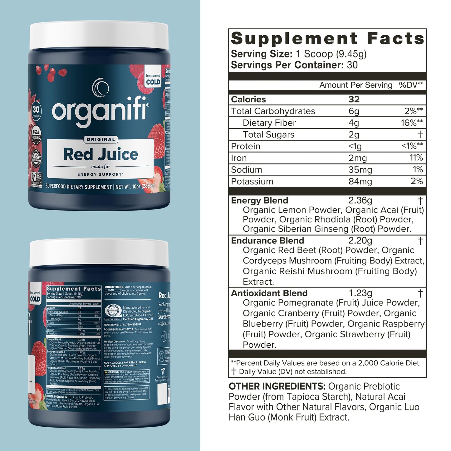 Organifi Red Juice - Vegan Energy Powder - Berry-Flavored Adaptogen Drink OrganifiBuy Supplements Australia