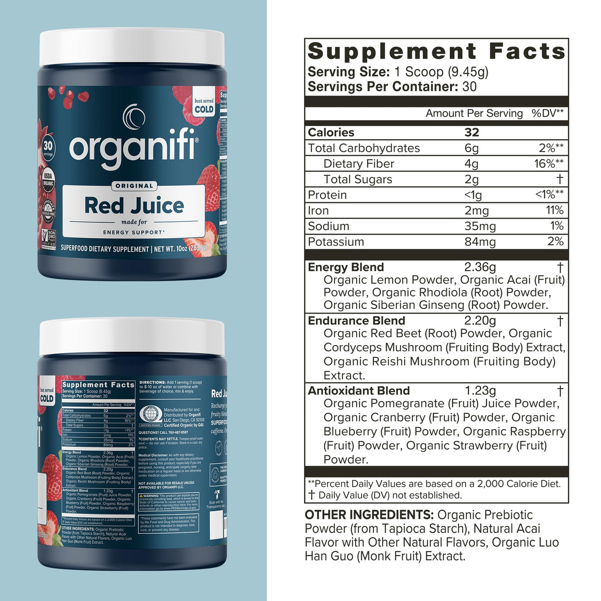 Organifi Red Juice - Vegan Energy Powder - Berry-Flavored Adaptogen Drink OrganifiBuy Supplements Australia