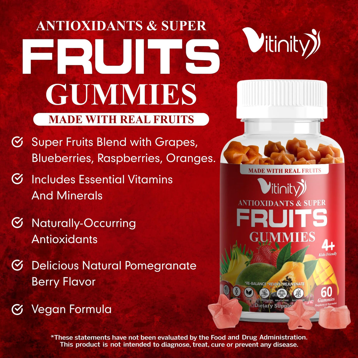 VITINITY Made with Real Fruit-Real Veggie Gummies-Superfood Vegetable Vitamin Sup VITINITYBuy Supplements Australia