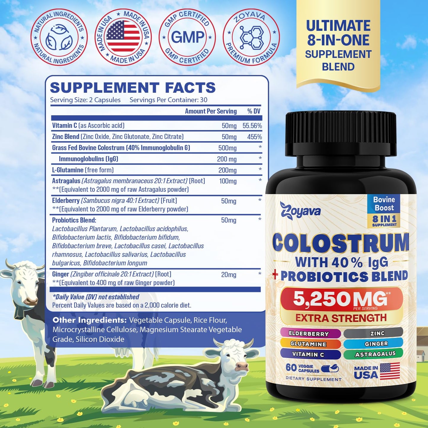 Zoyava Sea Moss 16-in-1 Blend 19,445 MG (60 Caps) and Colostrum 8-in-1 5,250 MG ZoyavaBuy Supplements Australia