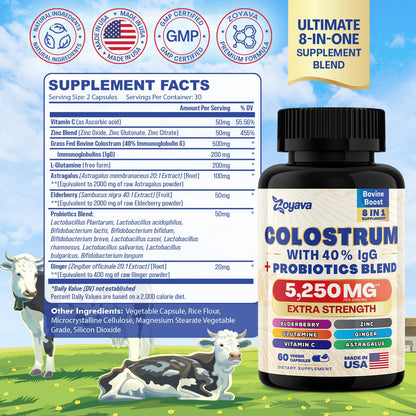 Bovine Colostrum Supplement Capsules 5250 MG, Grass Fed Cow Colostrum ZoyavaBuy Supplements Australia