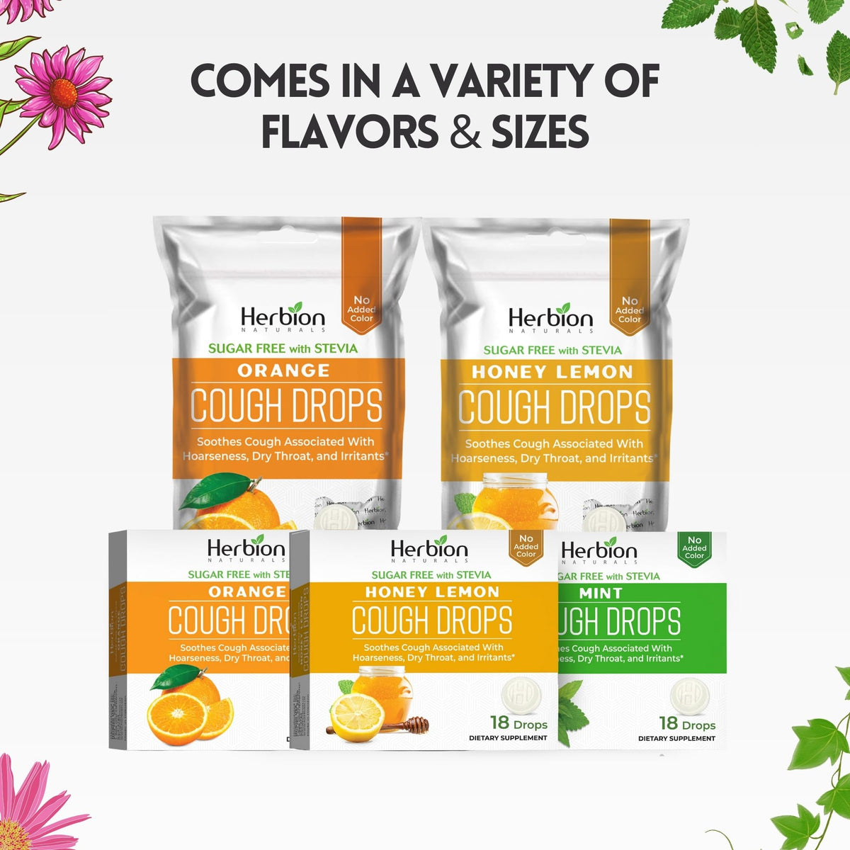 HERBION Naturals Cough Drops with Orange Flavor, Sugar-Free with Stevia, Soothes Cough, for Adults and Children Over 6 Years – Pack of 5(125 Lozenges) HERBION buy supplements Au