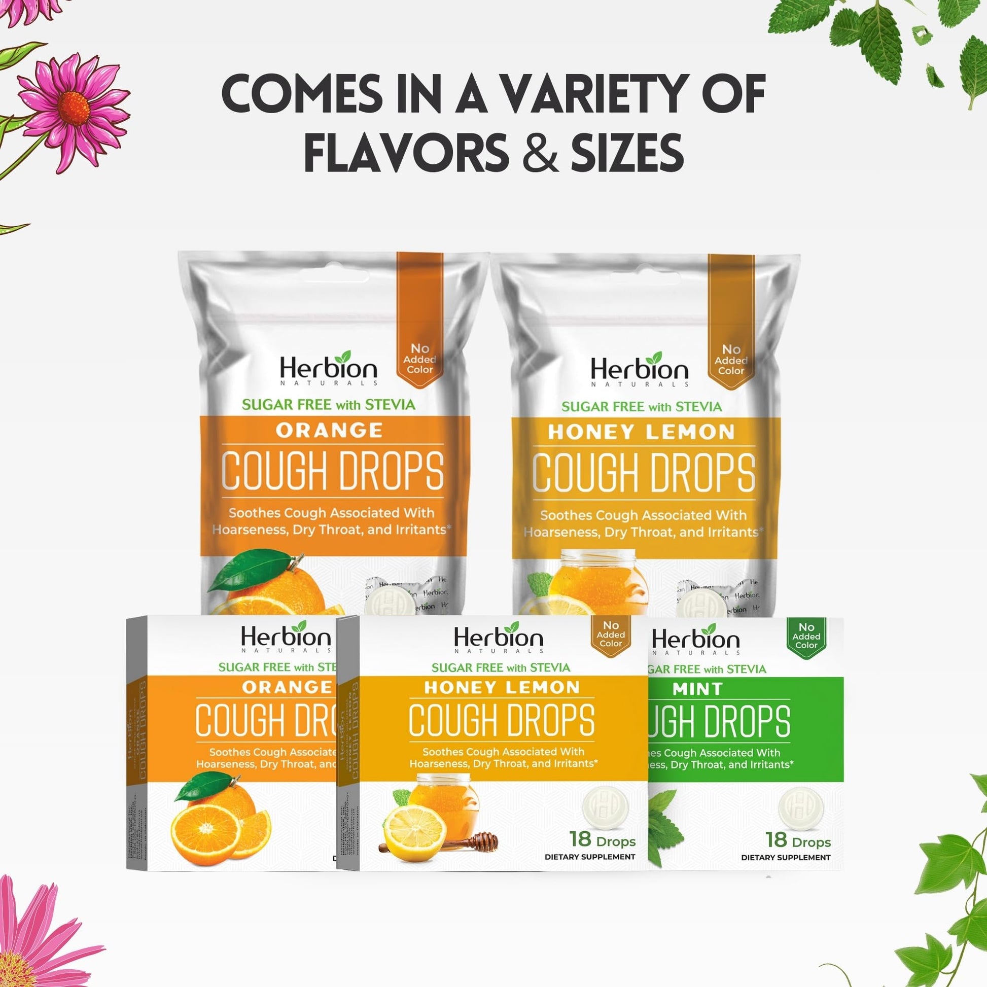 HERBION Naturals Cough Drops with Orange Flavor, Sugar-Free with Stevia, Soothes Cough, for Adults and Children Over 6 Years – Pack of 5(125 Lozenges) HERBION buy supplements Au