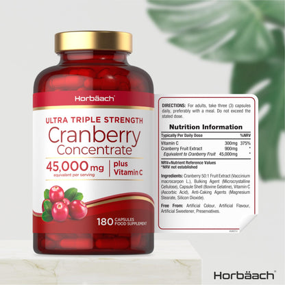 Cranberry Capsules 45,000 mg | High Strength Cranberry Extract with Vitamin C HorbäachBuy Supplements Australia