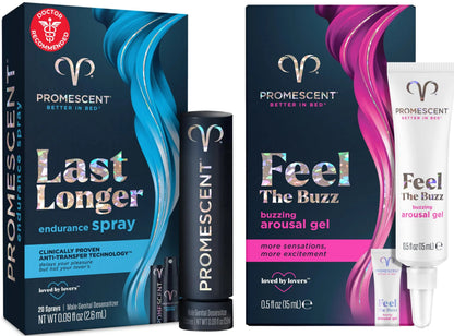 Promescent Desensitizing Delay Spray for Men, Last Longer in Bed + Women's Buzzing Gel for Intense Sensations Bundle Promescent buy supplements Au