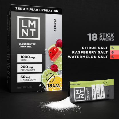 LMNT Zero Sugar Electrolytes - Variety Pack Bundle | Drink Mix | 18-Count Drink LMNTBuy Supplements Australia