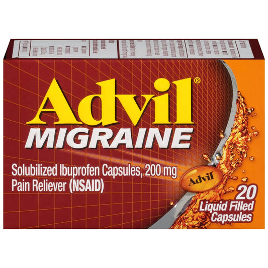 Advil Migraine Headache Relief, Ibuprofen Capsules with Ibuprofen 200mg for Migraine Relief, Nausea Relief and Light Sensitivity Relief - 20 Liquid Filled Capsules AdvilBuy Supplements Australia