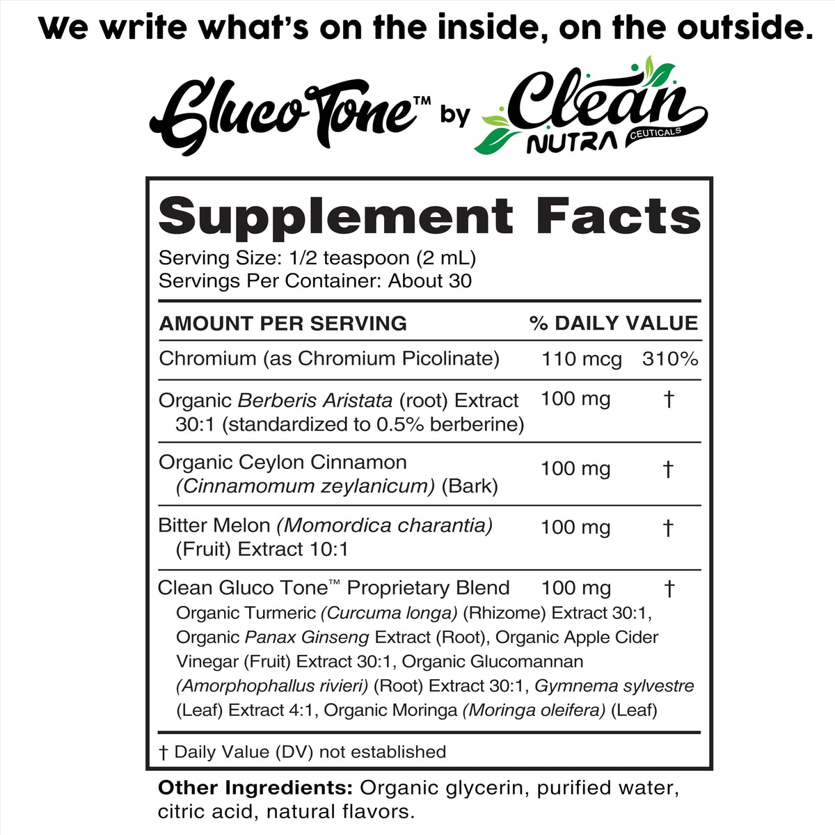 Clean Nutra Berberine with Ceylon Cinnamon Supplement Liquid Drops + Bitter Melon Extract, Glucomannan, Gymnema, Chromium