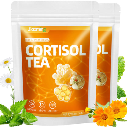 JIAOMING 2 Packs Natural Cortisol Reducing Tea, Healthy Cortisol Levels & Mental Clarity, Loose Leaf Detox Drink Teabags with Ashwagandha for Men and Women Sleep Time Relaxation, Mood Swing Reducer JiaomingBuy Supplements Australia