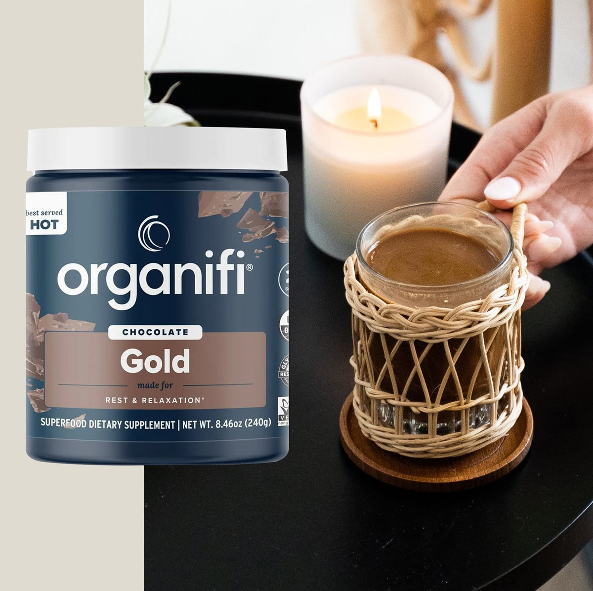 Organifi - Gold Chocolate - Superfood Supplement Powder - 20 Day Supply - Supports Rest OrganifiBuy Supplements Australia