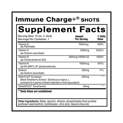 Quicksilver Scientific Immune Charge+ - Portable Wellness with Elderberry, Vitamin C, E, K1, K2, 10,000 IU Vitamin D for Optimal Immune System Support (12 Single Serving Shots) Quicksilver ScientificBuy Supplements Australia