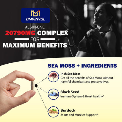 BMVINVOL 100 Capsules - Sea Moss Capsules 20790mg with Bladderwrack, Burdock BMVINVOLBuy Supplements Australia