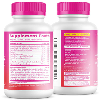 Pink Stork PMS Supplement for Women - Vitex, Ashwagandha, Maca Root & 10 Vitamins & Minerals to Support Hormone Balance, Mood, Bloating, Period Regularity - 60 Capsules Pink StorkBuy Supplements Australia