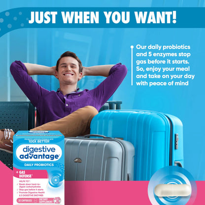 Digestive Enzyme and Probiotic Capsule- Digestive Advantage 32 Capsules, Survives 100x Better than regular 50 billion CFU, Breaks down food, helps prevent gas Digestive AdvantageBuy Supplements Australia