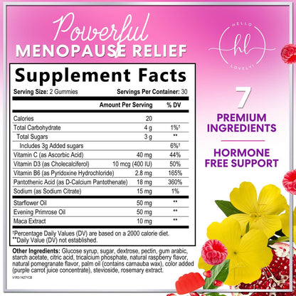 Menopause Supplements for Women - Complete Natural Mild Hot Flashes & Night Sweats Support, Multi Benefit Menopause Relief Gummy, Support for Balance & Energy, Gluten-Free & Non-GMO - 60 Gummies Hello Lovely!Buy Supplements Australia