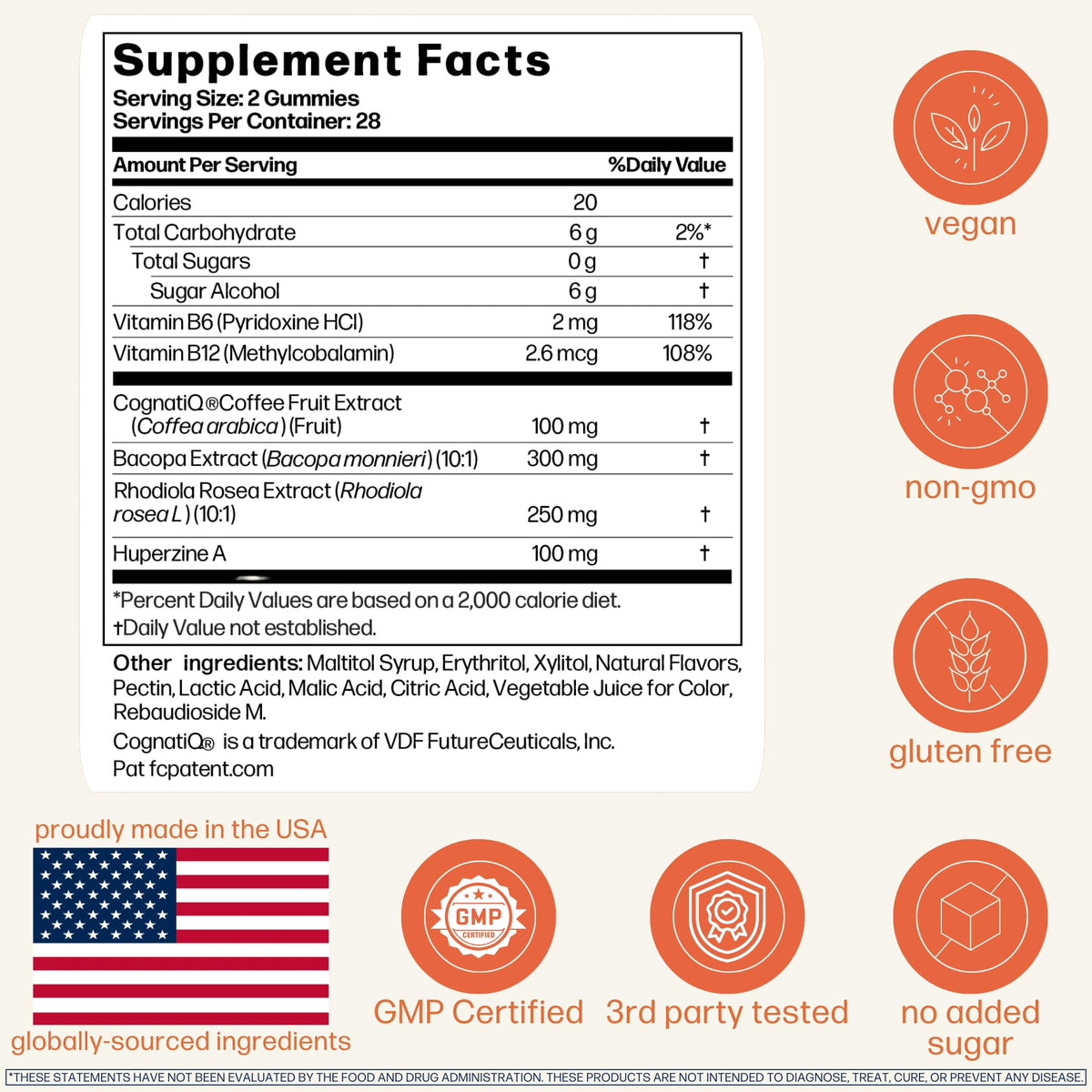 Avantera Elevate Gummies Premium Nootropic Supplement - Beat Brain Fog - Best Focus Supplements for Memory & Focus Support - Energy Without Crash - 60 Gummies for Women & Men AvanteraBuy Supplements Australia