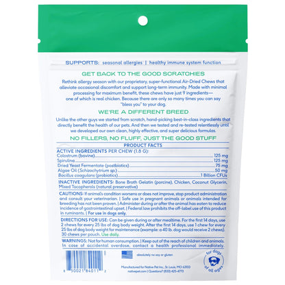 Native Pet Dog Allergy Chews - Dog Allergy Relief for Medium Breeds - Supports Seasonal Itch Relief, Healthy Immune Function & Reduces Sneezing - Colostrum, Spirulina, & Probiotics - 30 Days Supply Native PetBuy Supplements Australia