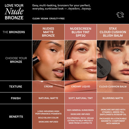 Nudestix Nudies Bronze All Over Matte Bronzing Stick – 3-in-1 Cream Bronzer for Cheeks, Eyes & Lips with Built-In Brush | Natural Contour & Sun-Kissed Glow | Bondi Bae NudestixBuy Supplements Australia