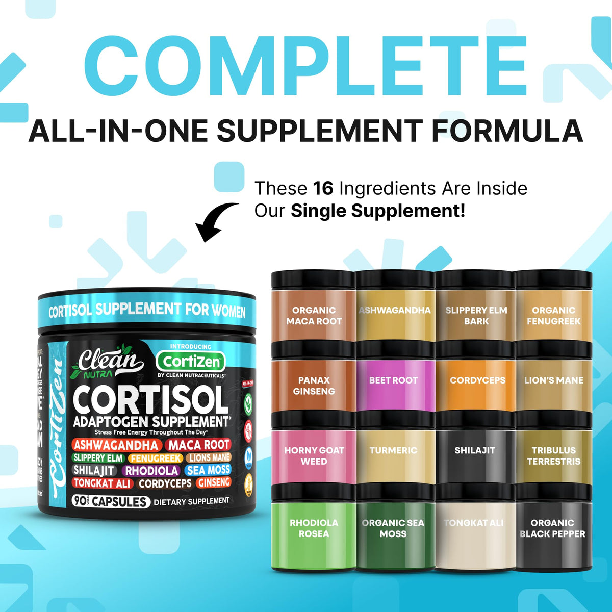 Clean Nutra Cortisol Supplements For Women | Maca Root Ashwagandha Cortisol Detox Manager Reducer + Slippery Elm Fenugreek Lions Mane Shilajit Rhodiola Sea Moss Tongkat Ali Cordyceps Ginseng Beet Root Clean NutraceuticalsBuy Supplements Australia