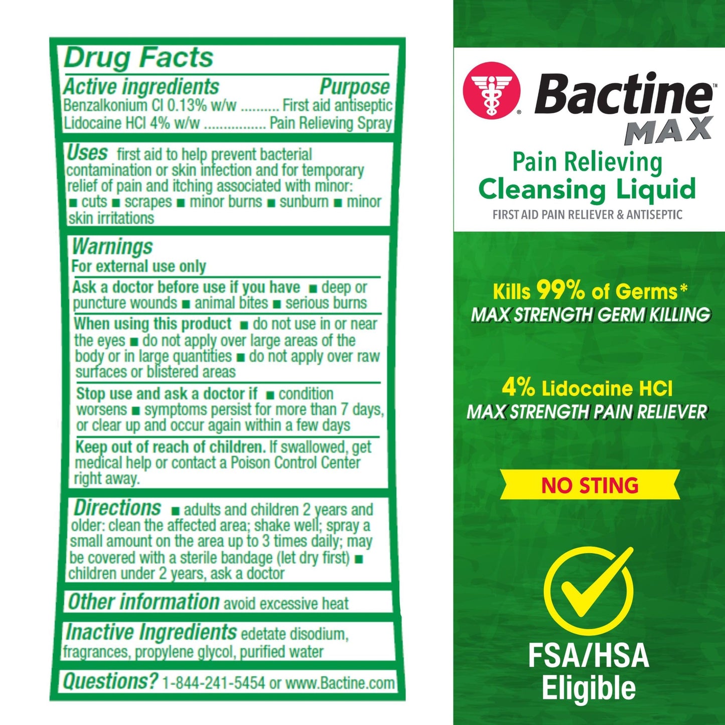 Bactine Max Pain Relieving Antiseptic Spray with Lidocaine, First Aid Pain + Itch Relief, No-Sting, Kills 99% of Germs*, 5oz Bactine MAX buy supplements Au