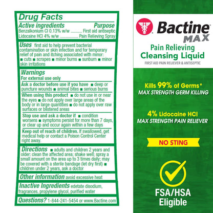 Bactine Max Pain Relieving Antiseptic Spray with Lidocaine, First Aid Pain + Itch Relief, No-Sting, Kills 99% of Germs*, 5oz Bactine MAX buy supplements Au