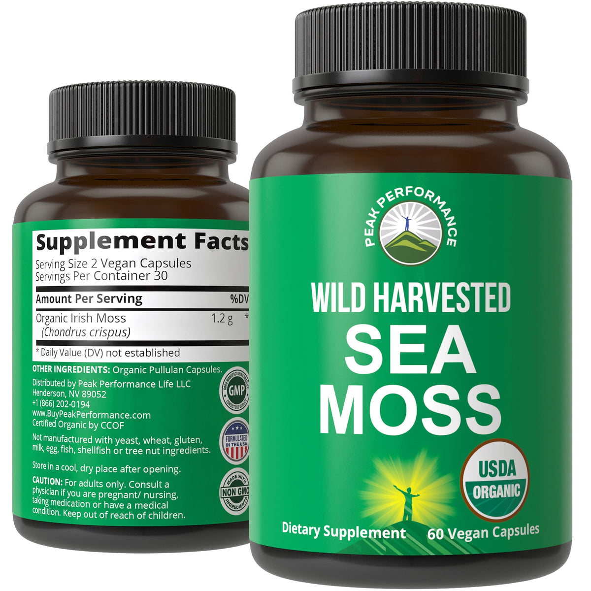 Organic Sea Moss Capsules. Wild Harvested Sea Moss Raw Organic Vegan Supplement from Red Algae Seaweed. 100% Whole Extract Raw Irish SeaMoss Superfood Pills. for Gut, Respiratory, Immune Support. Peak PerformanceBuy Supplements Australia