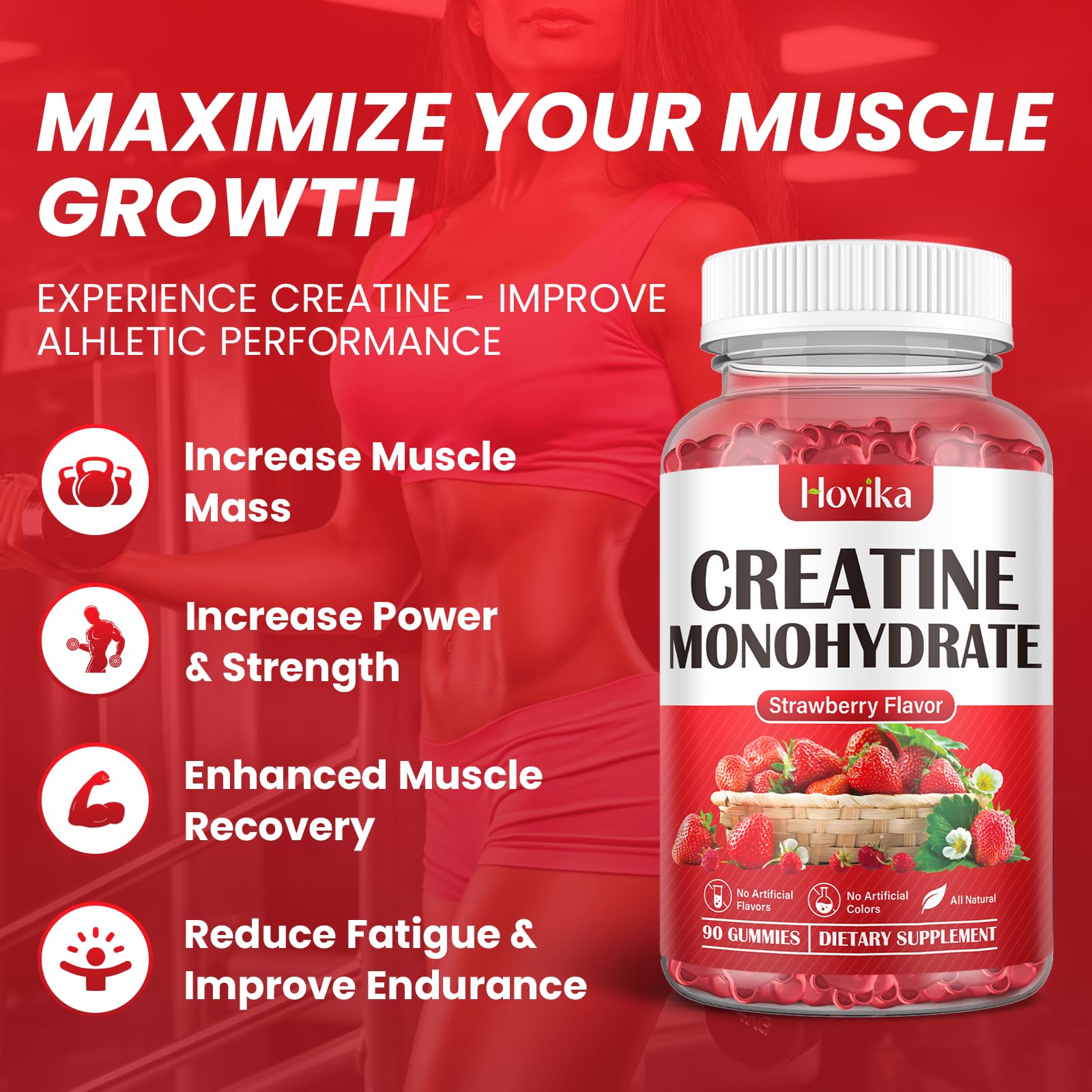Hovika Creatine Monohydrate Gummies for Men & Women, Chewable 3g Creatine Monohy HovikaBuy Supplements Australia